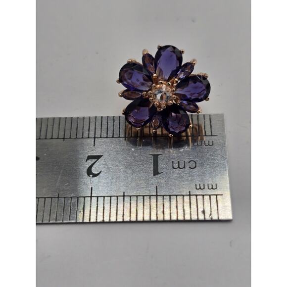 Rose Gold Plated 925 Sterling Silver Earrings Marquise Amethyst Gemstone Stud - Picture 4 of 7